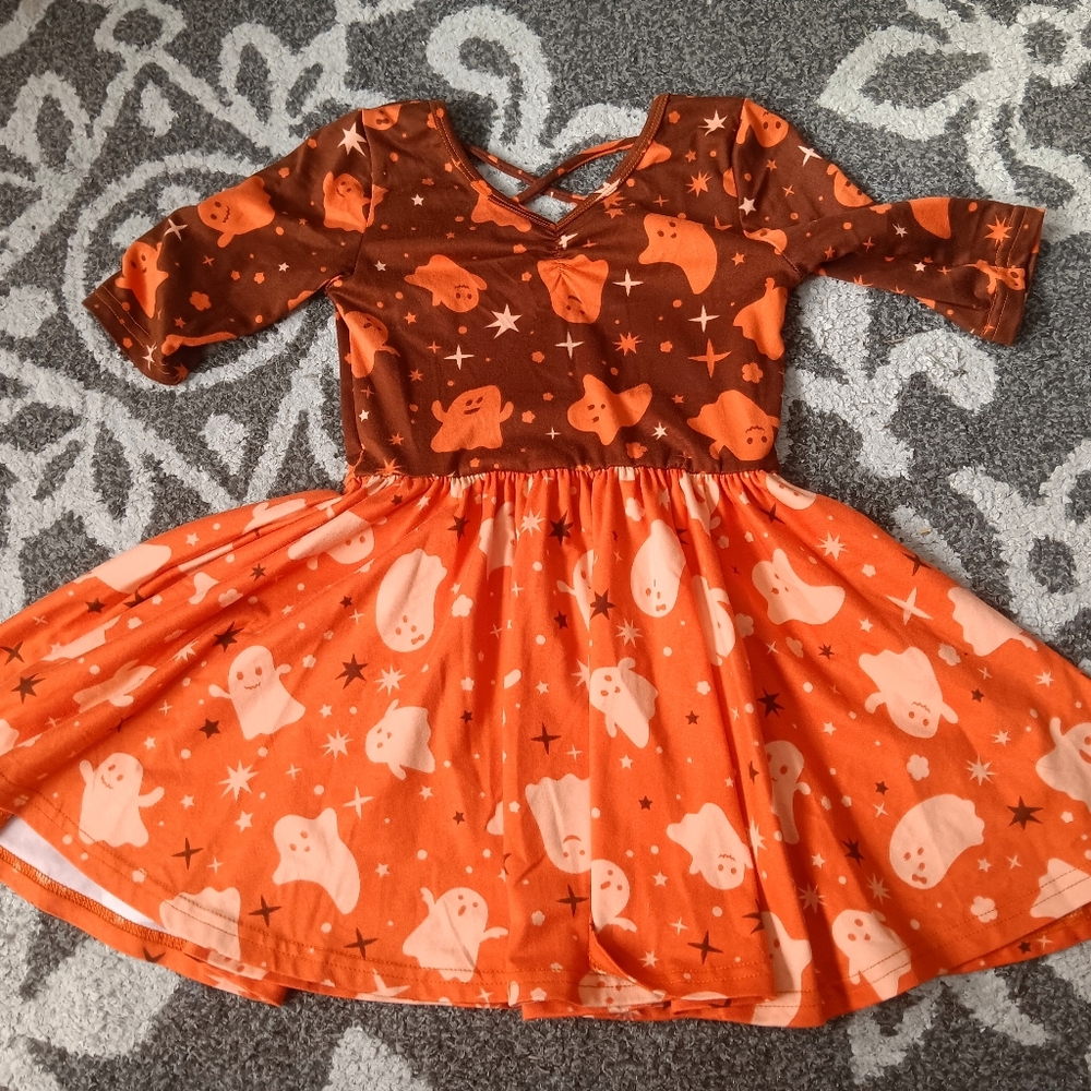 Orange Halloween Ghost Dress